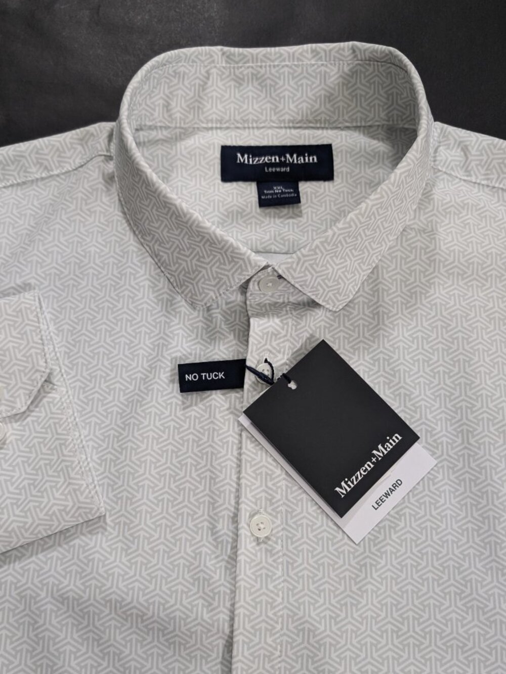 $138 Mizzen Main Leeward Men`s 2XL Trim No Tuck Shirt Long Sleeve Button White